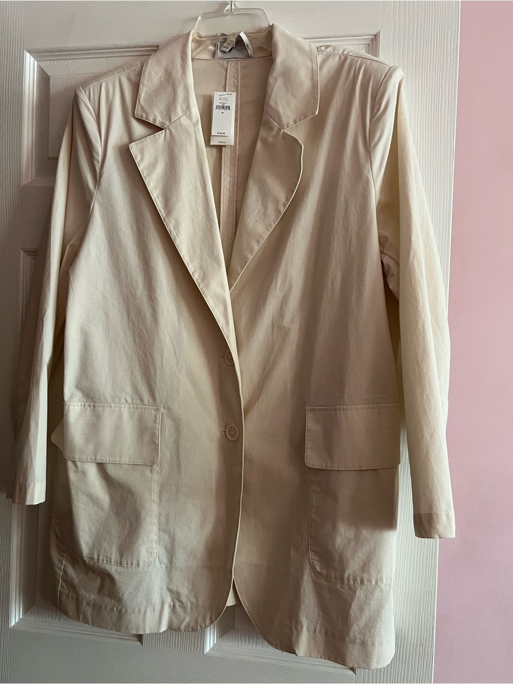 Banana Republic Cream Single-Breasted Oversized Blazer